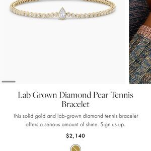 Lab-Grown Diamond Pear Tennis Bracelet - Gold